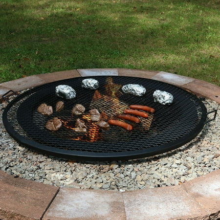 Sunnydaze X Marks Fire Pit Cooking Grill Grate Outdoor Round Bbq