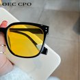 thumbnail image 2 of OEC-gafas de sol cuadradas CPO para hombre y mujer, lentes Punk de gran tamaño a la moda, tonos amarillos, gafas de conducción UV400, 2 of 5