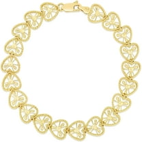 Floreo 10k Yellow Gold Filigree Open Heart Shape with Anchor Design Link Bracelet