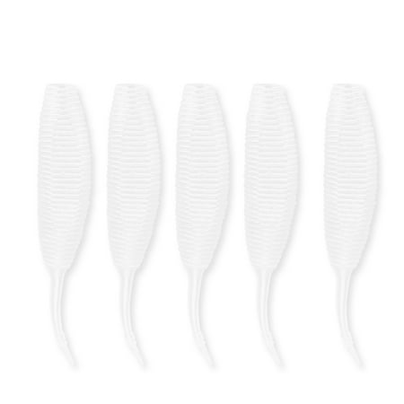 5PCS Lifelike Worm Soft Baits - White T-Tail Swimbaits Set for Fishing Lures and Anglers