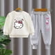 thumbnail image 3 of Nuevo producto de Hello Kitty para niños, traje de manga larga + pantalón, Top informal de dibujos animados para niñas + Pantalones deportivos, ropa de dos piezas para niños, 3 of 5