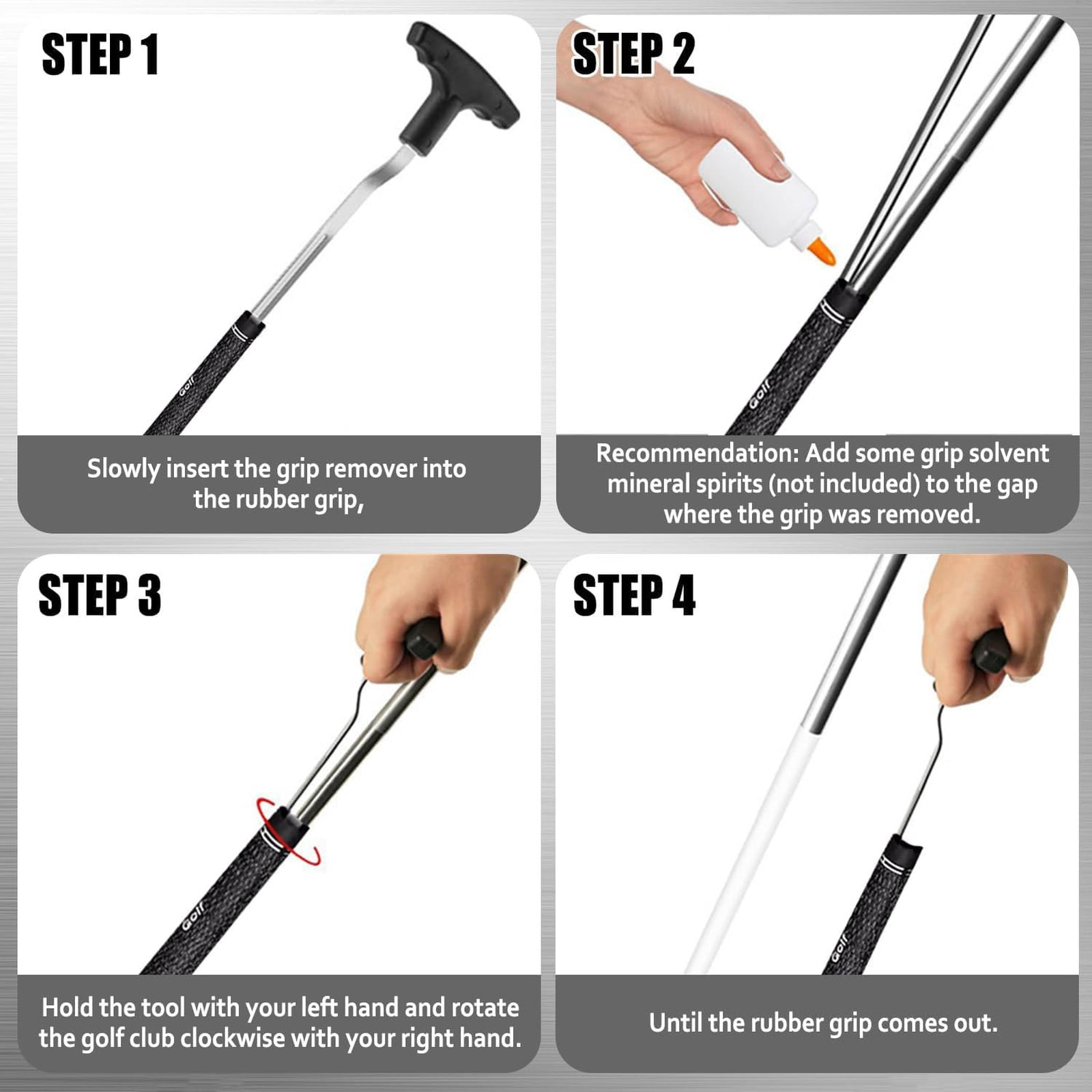 Golf Grip Removal Tool，11" V- Grip Remover for Standard Length Swinging Grips，High-Carbon Steel Golf Club Tool，Golf Grip Kit Golf Tools Golf Grip Tool