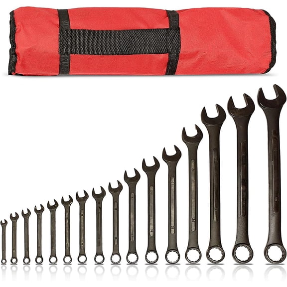 Standard Wrenches Set - 16 Piece SAE Combination Wrench Set 1/4in to 1-1/4in SAE Wrench Set with Roll Up Pouch
