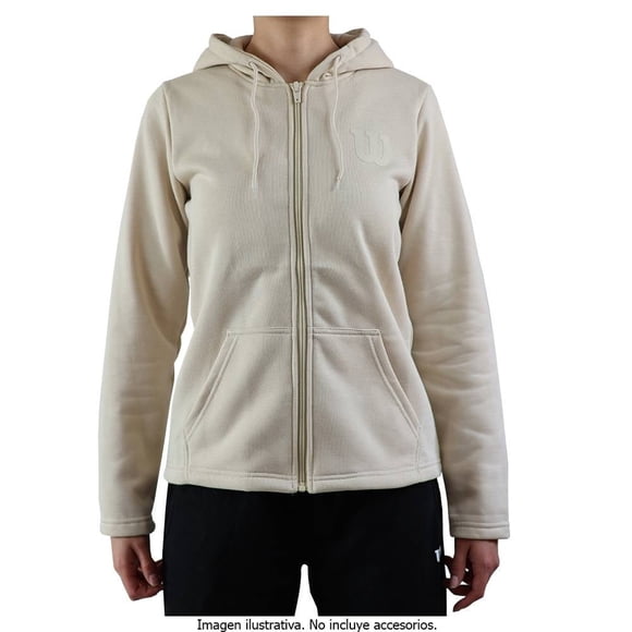 Sudadera Wilson Talla M Deportiva Abierta con Cierre y Capucha de French Beige