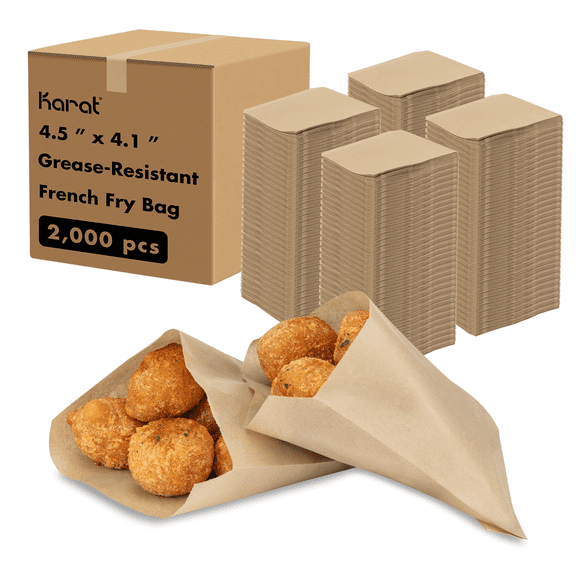 Karat Grease-Resistant French Fry Bag, Kraft - 2,000 pcs