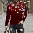 thumbnail image 2 of SERTG Men's Christmas Print Sports Shirt Long Sleeve Round Neck Casual Fashion Top Men Blouses Shirts Men's Christmas Tops(Wine,XL), 2 of 5
