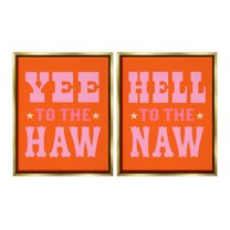 Stupell Industries Funny Cowgirl Phrases Typography Painting Gold Floater Framed Canvas Art Print Wall Art, 17 x 21, Set of 2