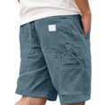 thumbnail image 3 of GrmtClth Corduroy Shorts Men Elastic Waist Casual Lightweight Cargo Shorts Drawstring Loose Fit Outdoor Hiking Shorts with Pocket Sky Blue 5XL, 3 of 4
