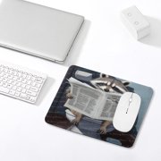 Cute Rectangle Gaming Mouse Pad, Funny Mouse Mat for Computer Desk Laptop Office Home Gaming Working Computers, Raccoon Reading News, Gift for Christmas 8x10 Inch