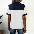thumbnail image 5 of Inglocry Denim Collar Short Sleeve Shirts for Womens Button Up V Neck Tops Casual Streetwear Patch Work Tees White XL, 5 of 6