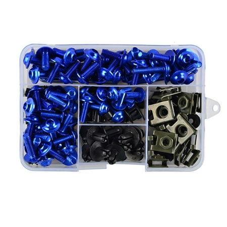 

195PCS Motorcycle Fairing Bolt Screw Nut Kit Bodywork Screws Motorcycle Universal Kit Blue