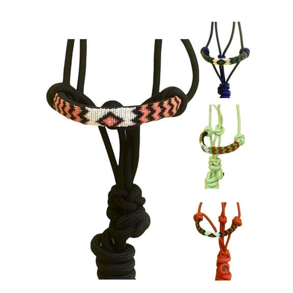 Majestic Ally Padded Beaded Nose Braided Rope Halter with 10' Matching Lead - Full