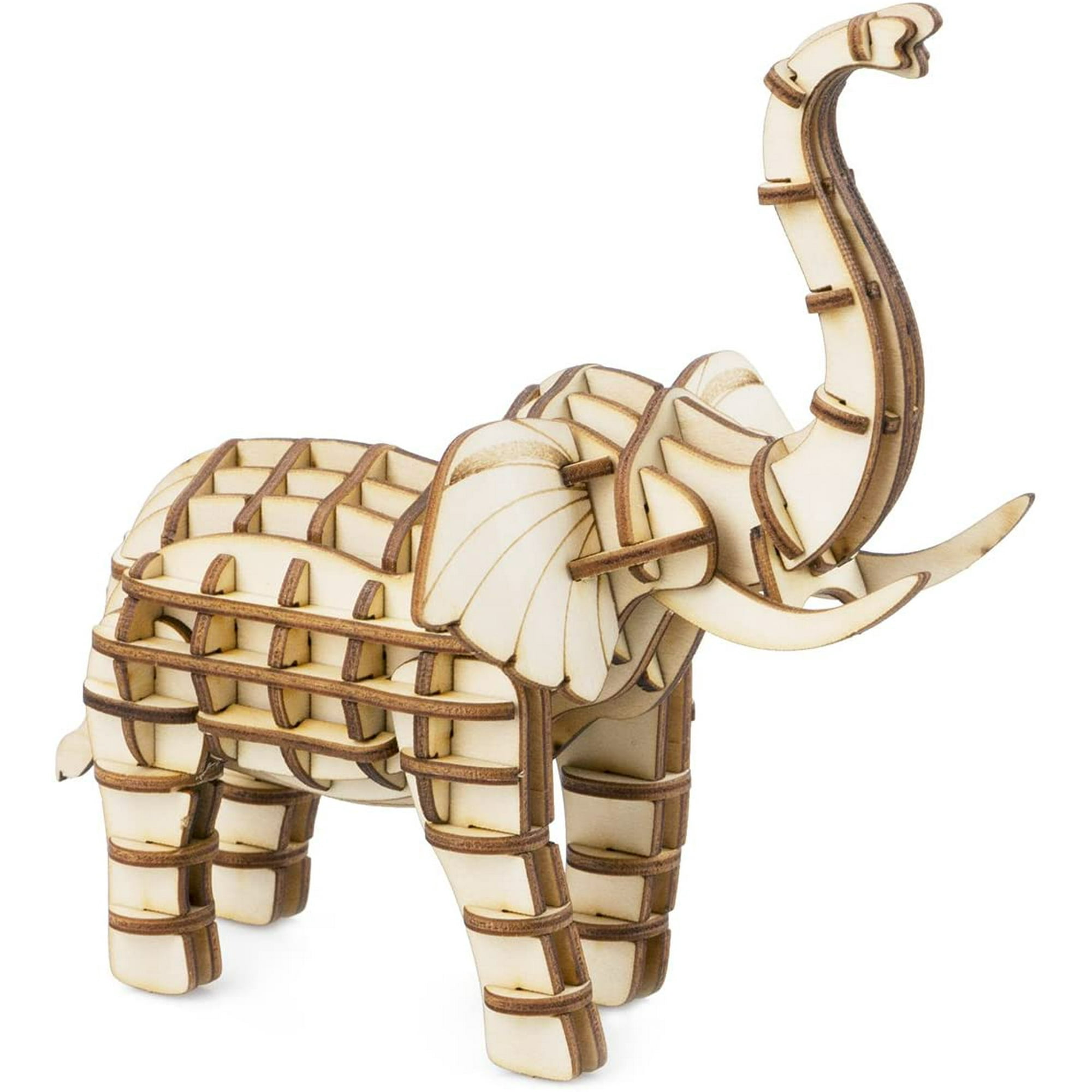 Build Your Own 3D Wooden Assembly Puzzle Wood Craft Kit Model Gifts for Kids and Adults Elephant