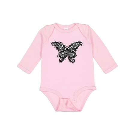 

Inktastic Black Ink Butterfly Boys or Girls Long Sleeve Baby Bodysuit