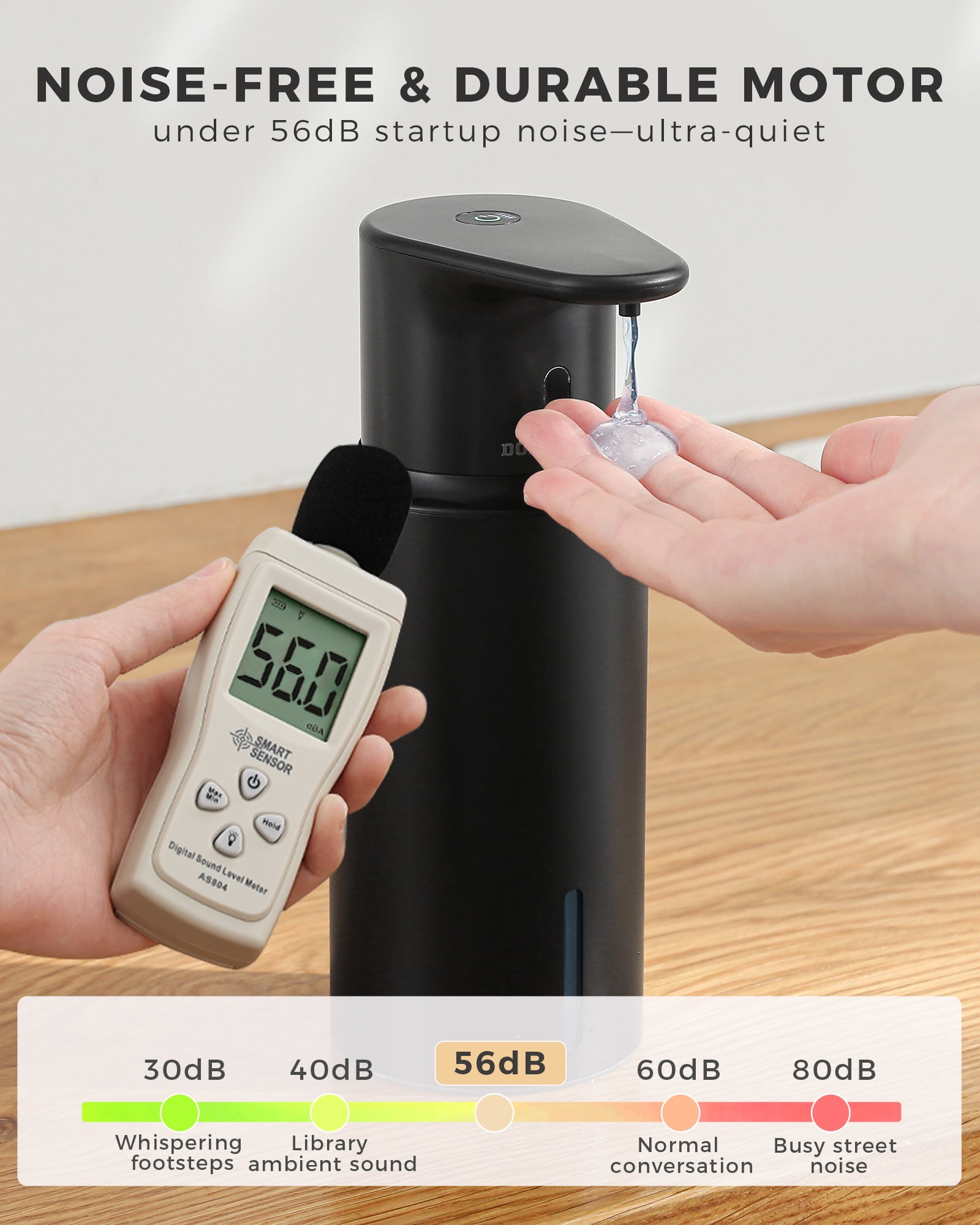 DODO MEKIA Automatic Liquid Soap Dispenser Touchless, 16.2oz/480ml Rechargeable, 3 Adjustable Liquid Levels, IPX5 Waterproof, for Kitchen Bathroom, Stainless Steel