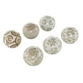 thumbnail image 6 of DecMode Brown 3" Floral Glossy Ceramic Orbs & Vase Filler with Varying Floral and Scroll Patterns (6 Count), 6 of 9