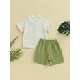 thumbnail image 4 of Bagilaanoe 2pcs Toddler Baby Boy Short Pants Set Short Sleeve Shirt Tops + Shorts 6M 12M 18M 24M 3T 4T Kids Casual Summer Outfits, 4 of 9
