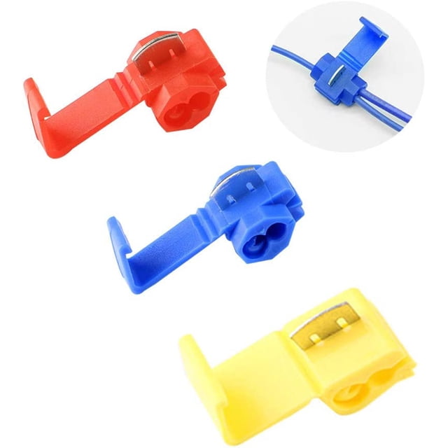 Pack de 60 juego de conectores de derivación de cable, conectores rápidos de ladrones de alimentación, conectores rápidos de derivación de cable, conectores de derivación de ladrones de alimentación (rojo + azul + amarillo) esquí esquí Gafas de esquí