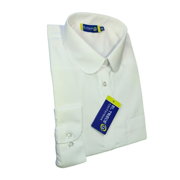 Blusa escolar EL13 Entallada blanca para ninas tallas XS XXL Walmart en linea