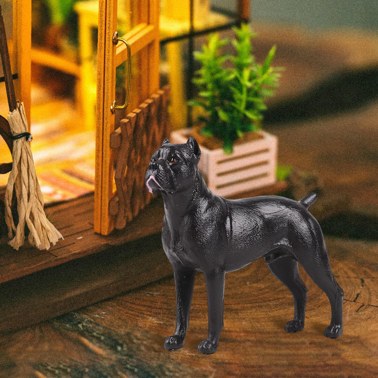 Large Dog Figurine, Black Doberman Model Toys Cute Simulation Animal  Figurine Children Early Educational Toy Black Animal Models for Christmas