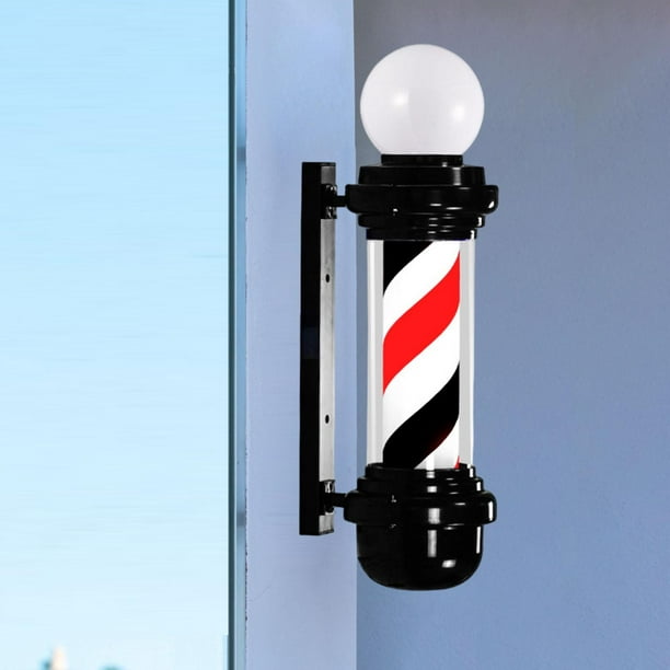 Luz de poste de peluquero de 23,6 pulgadas,Señal abierta de peluquería,Señales clásicas,Luz de señal abierta de salón impermeable para salón al aire l rojo negro