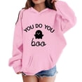 thumbnail image 4 of Zylarhe Halloween Sweatshirts for Kids Girls Hoodies Sweatshirts Stylish Print Pullover Halloween Long Sleeve Hooded Pocket Pink 4-5 Years, 4 of 4