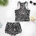 thumbnail image 6 of COEQINE Girls Two Piece Tankini Swimsuit with Shorts, Crewneck Sleeveless Swimming Bathing Suit Racerback Summer Beach Swimwear for Little Kid Age 6-7, Gray Black Zebra Print, 6 of 8