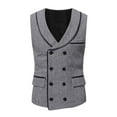 thumbnail image 6 of Hvyesh Men's Casual Business Vests Lightweight Double Breasted Waistcoat Slim Fit Solid Business Suit Vest 2025 New Formal Waistcoat, 6 of 9
