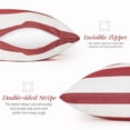 thumbnail image 3 of Lewondr 2 Pack Outdoor Throw Pillow Covers, Square Stripe Waterproof Throw Pillow Cases for Outdoor Patio Porch Farmhouse Garden Balcony Couch, 18"x18", Red + White, 3 of 8