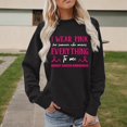 thumbnail image 2 of Cancer Awareness Sweatshirt Women Pink Ribbon Sweatshirts Crew Neck Long Sleeve Pullover Cancer Survivor Tee Tops (Black, XXL), 2 of 4