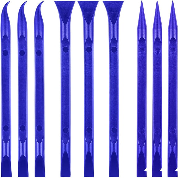 9 Pieces Plastic Scraper Tool Scratch Free Plastic Scraper Cleaning Pen-Shaped Scraper Tool Stiff Multipurpose Label Scraper for Tight Spaces, Kitchen, Crevices, Food, Paint (Blue)