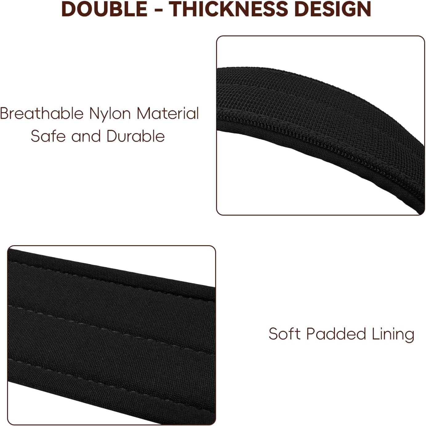 Heavy Duty Dog Collar for Large Dogs, 2 PCS Tactical Dog Collars with Metal Buckle & D Ring, 1.5" Width Thick Adjustable Nylon Collar for Medium Dogs, Black/XL