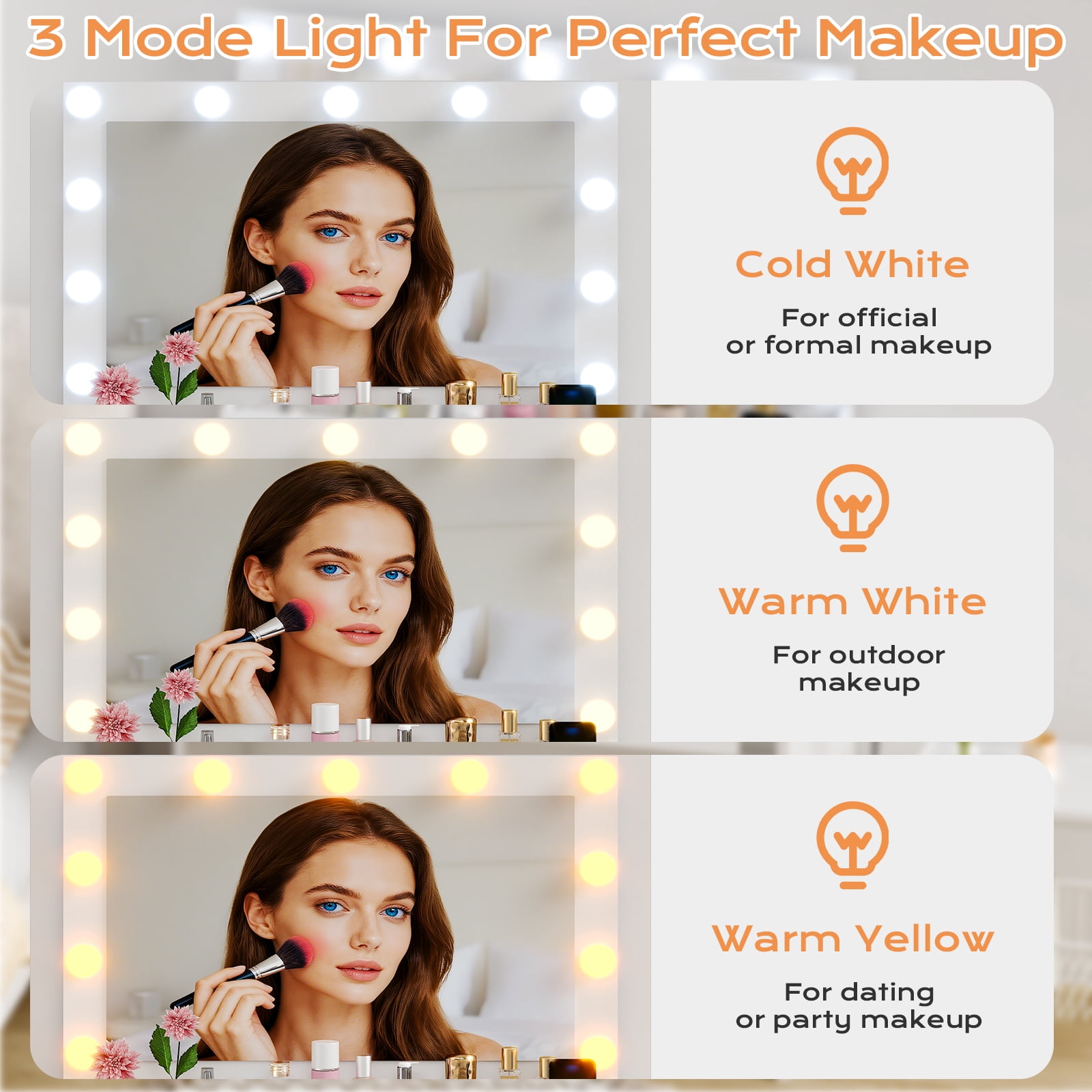 Ktaxon Get Ready with Me GRWM Makeup Vanity Desk with Lighted Mirror, Dressing Table W/Charging Station & Hair Dryer Rack,White