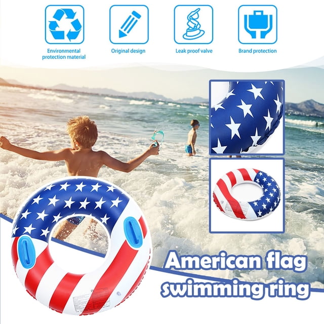 Inflatable Swimming Pool Ring Toy Set for Water and Beach Games with Durable Flag Design