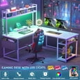 thumbnail image 6 of Aheaplus L Shaped Gaming Desk, 59" Reversible Gaming Desk with Power Outlet and Led Lights, L Shaped Computer Desk with Storage Shelves & Monitor Stand, Home Office Desk L Shaped Corner Desk, White, 6 of 8