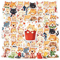 cartoon Cat Stickers, Waterproof Cat Sticker for Water Bottle Laptop Phone Cases Planner Skateboard Luggage Helmet Party Favor Decor, Ideal for Adults Teens Teacher Rewards