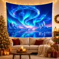 thumbnail image 3 of Crystal Aurora Rings Over a Frozen Lake with Reindeer and Mountains, Dreamy Fantasy for Space Lovers, Magical Wilderness Wall Art, Christmas Gift Tapestry Wall Hanging for Living Room and Bedroom, 3 of 7