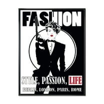 Designart 'Style Passion Life Fashion Woman II' Vintage Framed Canvas Wall Art Print