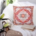 thumbnail image 4 of Orange Red Boho Throw Pillow Covers, Soft Pillowcases with Invisible Zipper, Vintage Flower Tribal Distressed Printed Square Pillow Cushion Covers for Living Room Couch Sofa Bed 16x16 Inches, 4 of 8