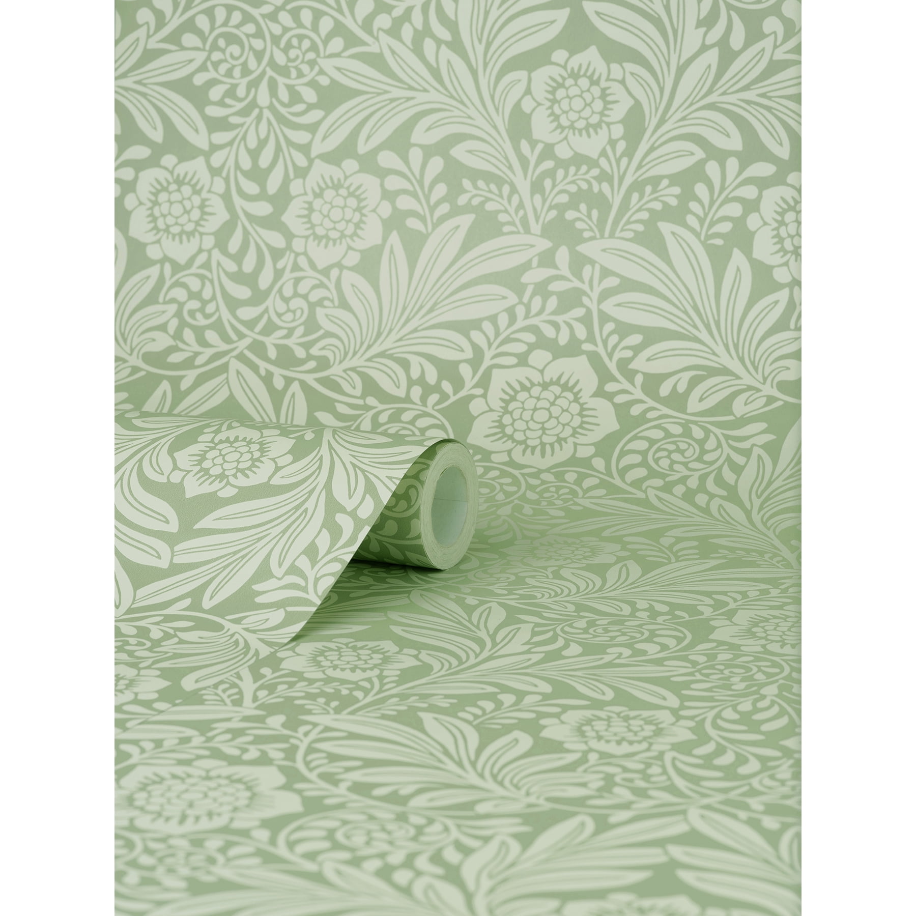 Fine Decor Camille Sage Damask Wallpaper, 20.5-in by 33-ft