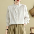 thumbnail image 3 of STETMN Womens Vintage Tops Ruffle Stand Collar Dress Blouse Casual Retro Button Down Shirt, 3 of 6