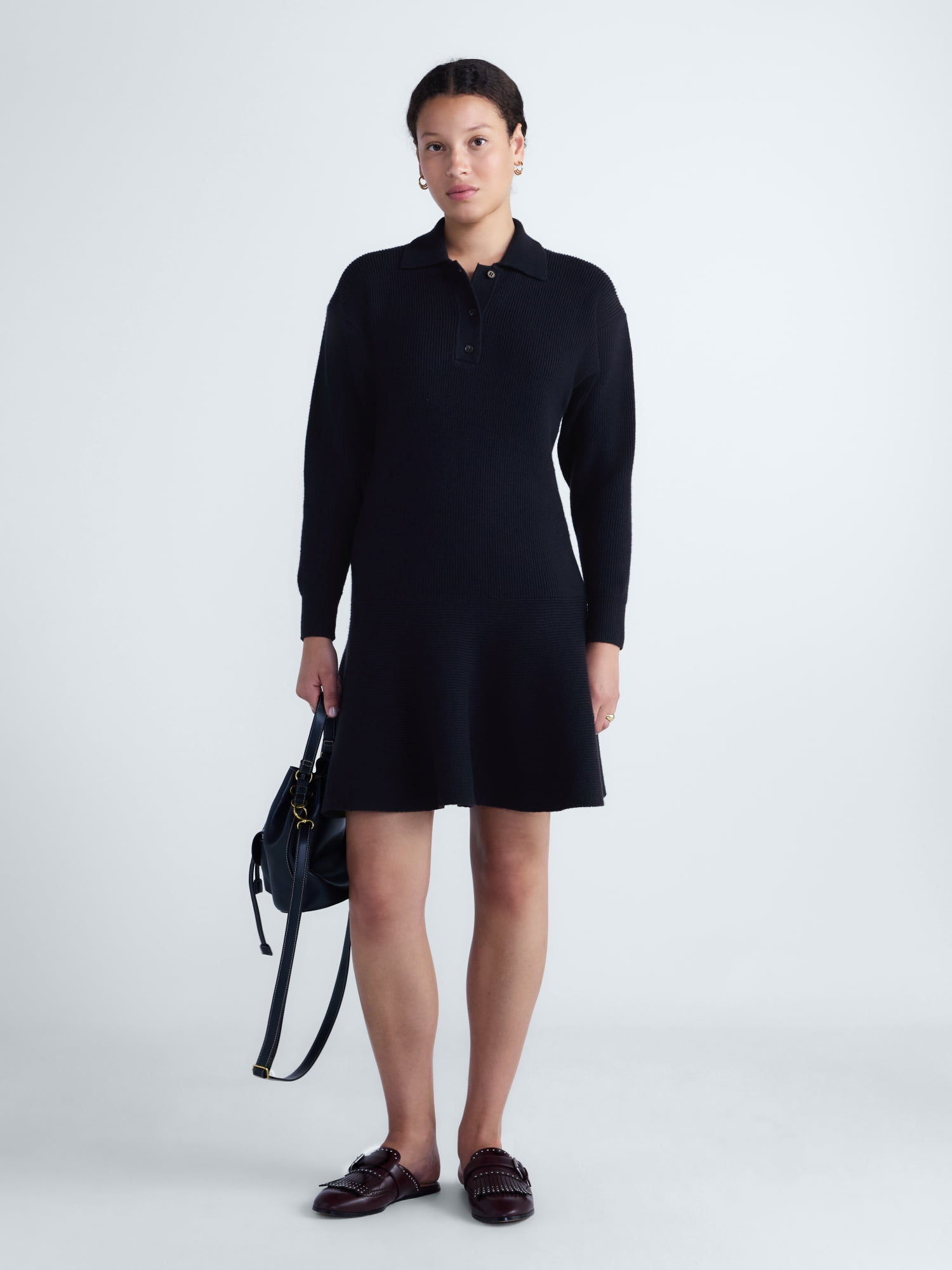 Free Assembly Women's and Women's Plus Drop Waist Mini Sweater Dress, Midweight, Sizes XXS-3X