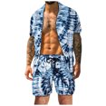 thumbnail image 1 of Conjunto casual de blusa y pantalones de playa de manga corta con estampado de botones para hombre Pompotops  oipoqjl36167, 1 of 6