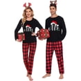 thumbnail image 2 of Pijama navideño a juego para pareja, conjunto de pijamas negros, sombrero de Navidad, Mr & Mrs. Loungwear, 2 of 4