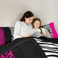 thumbnail image 4 of Manfei Zebra Stripes 7-Piece Bedding Comforter Set,Leopard Print King Bedding Sets,Pink Black Geometric Lines Bed Sheets For Boys Girl,Ultra Soft Home Decor Reversible, 4 of 8