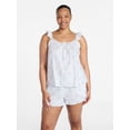 thumbnail image 2 of Joyspun Women's Woven Sleep Cami and Shorts Set with Ruffle, 2-Piece, Sizes XS-3X, 2 of 6