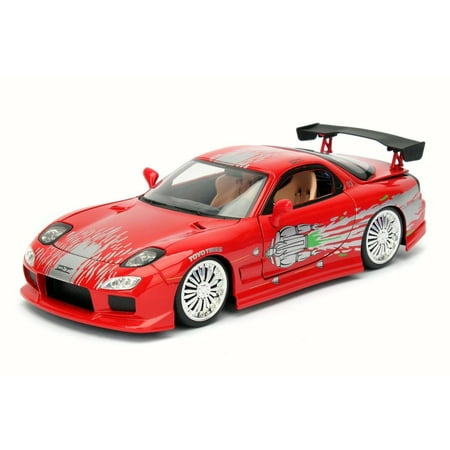 - Dom's Mazda RX-7 F8 Fate of Furious, Red - Jada 98338 - 1/24 Scale Diecast Model Toy Car