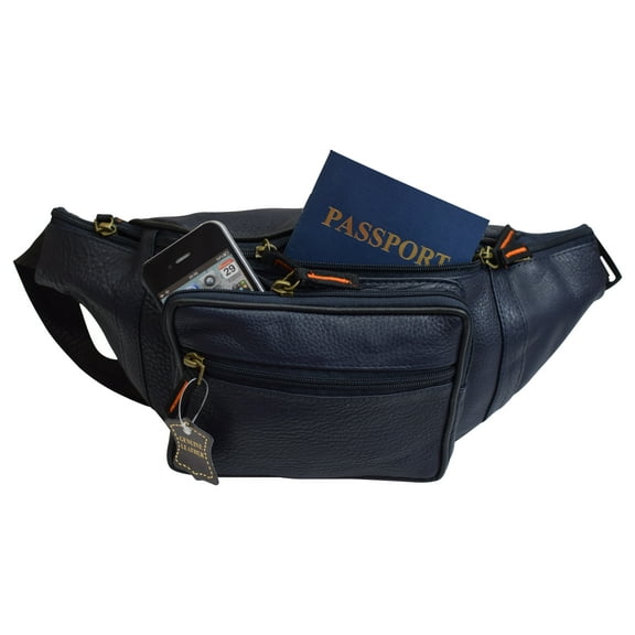 Fanny Pack Waist Bag Genuine Pebbled Leather Travel Hiking Sports Colors