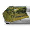 thumbnail image 3 of Green Soft Flannel Fleece Blanket, Scenic Scenery Hilly Landscape with Lake and Blue Cloudy Sky Trees Meadow Countryside, Cozy Plush for Indoor and Outdoor Use, 50" x 60", Green Blue, by Ambesonne, 3 of 6