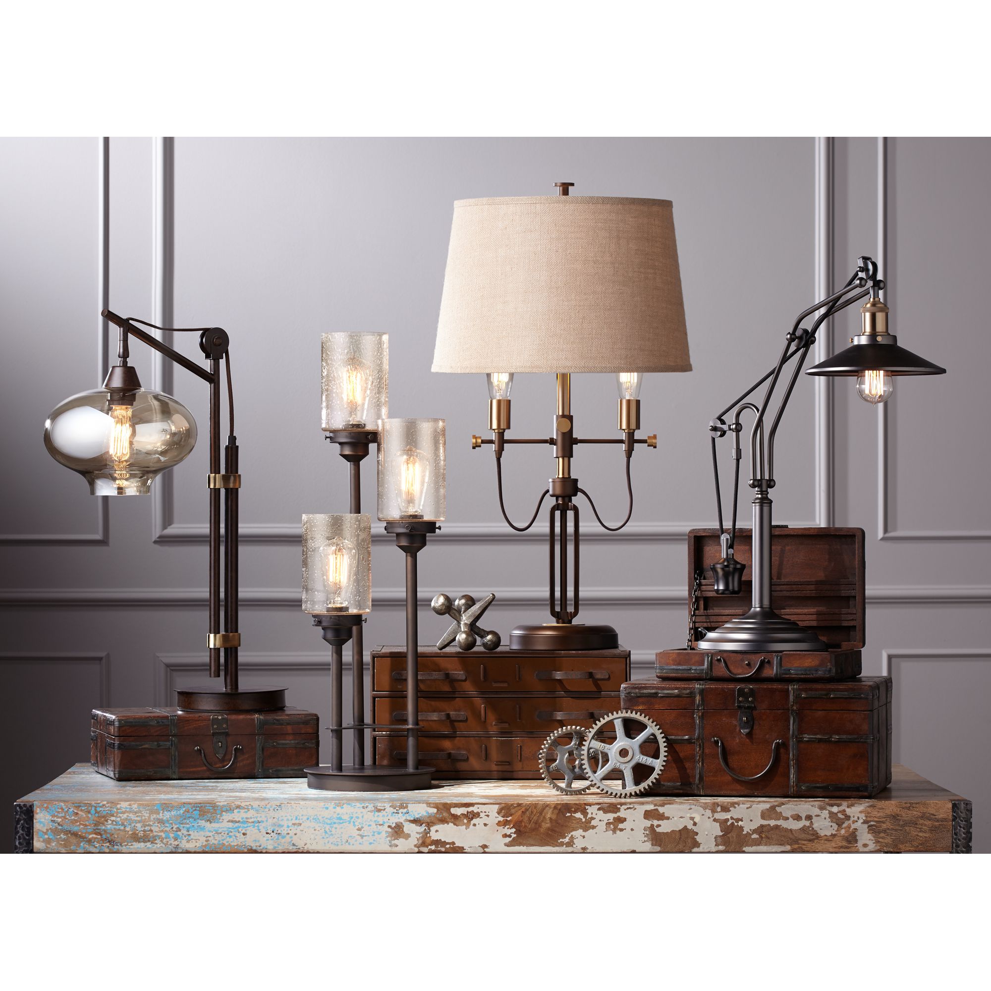 Franklin Iron Works Libby Rustic Farmhouse Table Lamp 30" Tall Bronze Metal LED Amber Seeded Glass Shade for Bedroom Living Room Bedside Nightstand